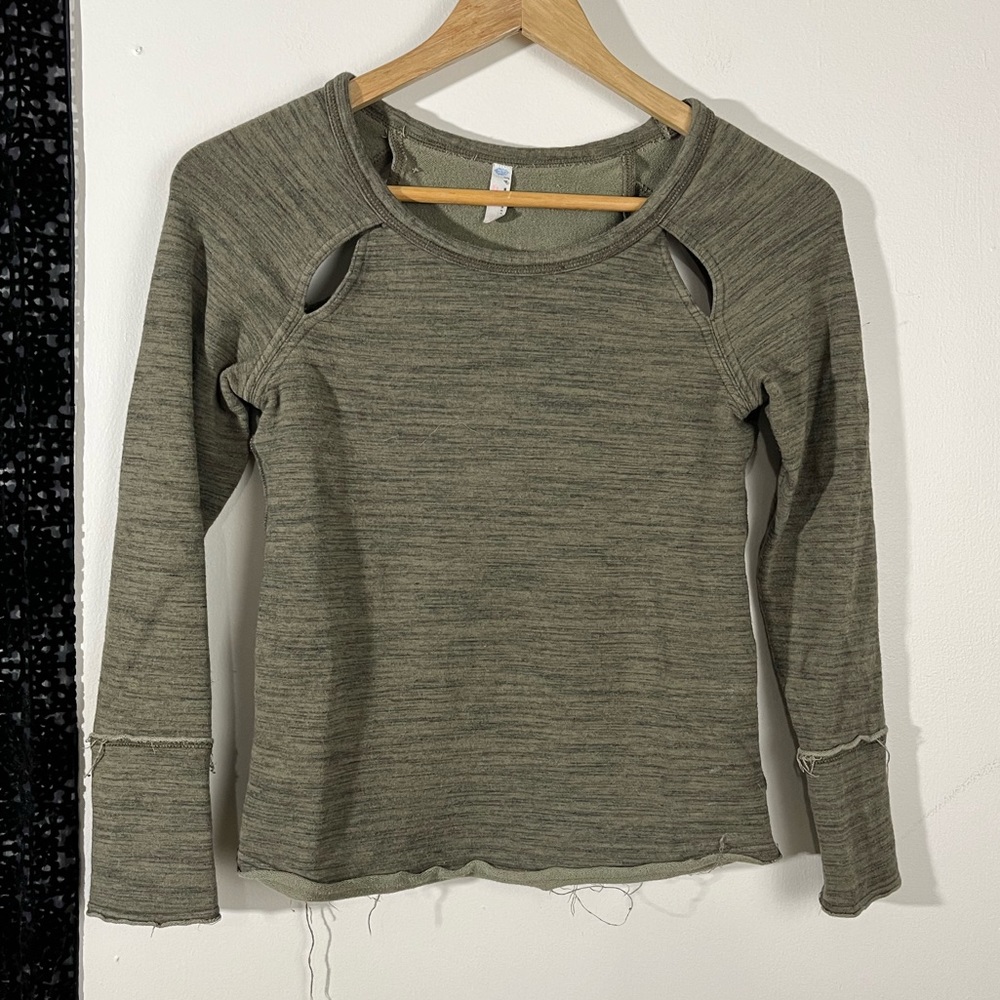 Free people movement green cropped cutout workout top